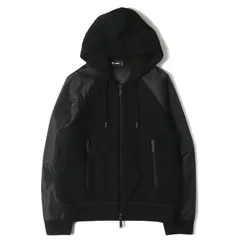 DSQUARED2 ディースクエアード パーカー サイズ:S 22AW Zlatan Ibrahimovic ナイロンスリーブ 切替 ダブルジップ ストレッチ ボンディングスウェット ジャージー パーカー IBRA Hoodie ブラック 黒 イタリア製のサムネイル