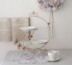 プレートホルダー ケーキスタンド ２段 アフタヌーンティースタンド ２段プレート ローズ 8446 薔薇 ヨーロピアン ゴールド テーブルコーディネート