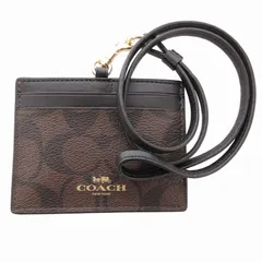 コーチ COACH IDランヤード シグネチャー カードケース 定期入れ PVC×レザー 茶 ブラウン /FF