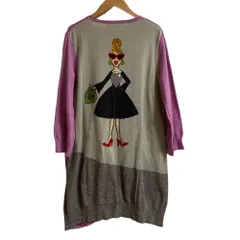 美品 ALBEROBELLO OLLEBOREBLA オレボレブラ アルベロベロ バック刺繍 ロングニット カーディガン パープル レディース 古着 中古 USED