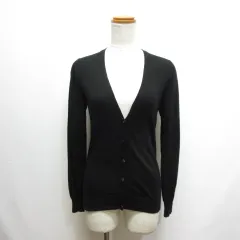 ユニクロ UNIQLO 長袖 エクストラファインメリノ Vネック ニット カーディガン M 黒 ブラック ウール