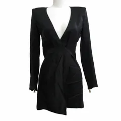 バルマン BALMAIN PARIS Midi Dress バックジップワンピース ドレス パワーショルダー 黒 ブラック 34 のサムネイル