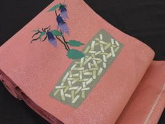 C5 美品 夏物 作家物 ヒヤシンス 金彩 太鼓 正絹 薄物 絽 紗 名古屋帯