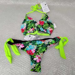 【未使用】 [未使用] Phax ファックス Lagoon Stripes Halter Bikini ビキニセット サイズ上 [S/32] 下 [L/36] 水着 海外ブランド ビーズ刺繍