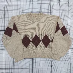 ◇ ⊇ エムズエキサイト アーガイル 長袖 アーガイルニット サイズM ベージュ系 レディース E  【1508200023748】