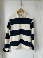 ZARA(ザラ) ストライプ ポロ カラー Tシャツ