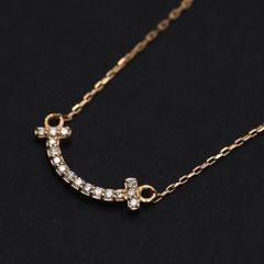 K18 18金 ネックレス Tスマイル モチーフ ダイヤモンド 0.08ct 重さ 1.1g ゴールド 金 イエローゴールド K18YG 750 ジュエリー