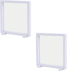 All Bright AllBright ディスプレイスタンド アクリルキーホルダー ラバーストラップ ルースケース 透明フィルム 展示 台座付き(ホワイト,  18x18cm)