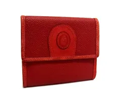 TRUSSARDI トラサルディ レザー 三つ折り 財布 ウォレット 小銭入れ 札入れ カード入れ レッド系 DK0189のサムネイル