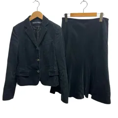 ラルフローレン RALPH LAUREN コーデュロイ スカートスーツ セットアップ ジャケット 7号 Sサイズ相当 ブラックのサムネイル