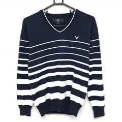 キャロウェイ セーター ネイビー×白 ボーダー ニット Vネック DRYSPORT メンズ M ゴルフウェア Callaway