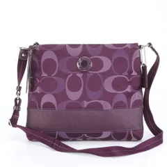 美品 コーチ シグネチャー キャンバス レザー ショルダーバッグ 斜め掛け ハンド トート シルバー 金具 レディース RUE CO9-5【中古】