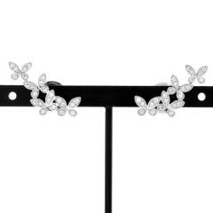 グラフ GRAFF イヤークライマー ピアス ダイヤモンド 0.30ct RGE1818 K18WG バタフライ パヴェ レディース【中古】