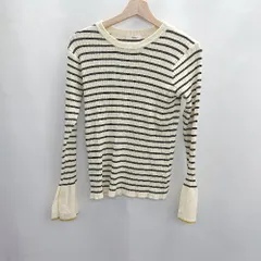 ◇ Θ Discoat ディスコート ボーダー柄 袖バイカラー 長袖 ニット サイズ F アイボリー系 レディース E  【1412090064487】