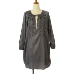 ザディグ エ ヴォルテール ZADIG & VOLTAIRE ワンピース 刺繍 カットワーク スカラップ リボン コットン TM グレー