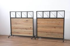 ★事前問合せ必須★ UP TOWN FURNITURE アップ タウン ファニチャー WORC ウォルク パーテーション 中古 インダストリアル ガラス入り キャスター付き 2台セット 衝立て ついたて 衝い立て リペア+発送まで3週間前後 R-082307