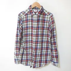 D436　UNIQLO　ユニクロ　レッド　チェック柄　シャツ　ブラウス　M　長袖