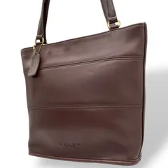 美品 COACH コーチ トートバッグ レザー オールレザー 本革 9098 ハンドバッグ ヴィンテージ USA製 肩掛け レディース ブラウン 茶 ゴールド金具 ファスナー開閉 グラブタンレザー A2