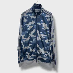 ☆adidas☆アディダス☆迷彩柄トラックジャケット☆カモフラ柄☆ジャージ☆ネイビーブルー系☆M☆H25M