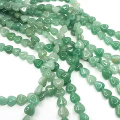 天然石 ビーズ グリーンアベンチュリン 約10mm 連売り ハート ハンドメイド