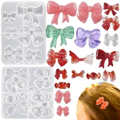 MAEXUS りぼん【2枚セット】シリコンモールド リボン レジン アクセサリー トレカ デコ パーツ デコレジン イヤリング ピアス キーホルダー シャカシャカ シリコン モールド キャンドル アロマストーン 石膏 手作り 樹脂 粘土 シリコン型 型 キ 0