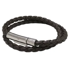 【激レア 極美品】トッズ　レザーブレスレット　ツイスト　編み込み　高級　ネイビー ◇牛革 編み込み3連 レザーブレスレット◇br-100z-40