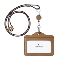 [ノーブルライリー] idカードホルダー idケース プレゼント レディース メンズ レザー 社員証 (グレージュ) [グレージュ]