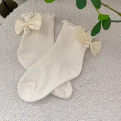 ☆ ホワイト ☆ S(10-13cm) ☆ 女の子 フォーマル 靴下 パールリボン gsocks4112 女の子 フォーマル 靴下 パールリボン ソックス フォーマルソックス パール リボン くつした くつ下 クルーソックス クルー キッズ
