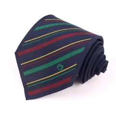 ミラショーン ブランドネクタイ ストライプ柄 ロゴマーク シルク イタリア製 メンズ ネイビー mila schon 【中古】