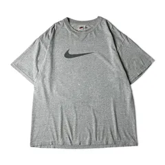 90s NIKE ビッグ スウォッシュ ロゴ プリント 半袖 Tシャツ L / 90年代 オールド ナイキ 霜降り グレー