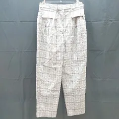 ◇ ikka イッカ チェック柄 カジュアル 綺麗め カジュアル テーパード パンツ サイズL グレー系 レディース E  【1303290001009】