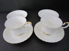 ROYAL ALBERT ロイヤルアルバート バルドール カップ&ソーサー ペア 2客 白磁 金彩 廃版品【中古】MO1032NAK2【Shops 匿名配送】