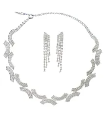 ネックレス ラインストーン イヤリングセット ピアスセット 結婚式 パーティー