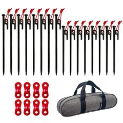 丸鋼ペグ25cm8本+30cm8本セット YOGOTO25cmペグ + 30cmペグ セット ソリッド ステーク テント キャンプ ペグ 収納ケース 付き アルミ 自在金具 付き 一括収納 砂浜 草地 硬い 地面用 ペグ