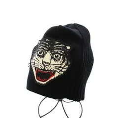 グッチ GUCCI ニットキャップ 帽子 タイガー ワッペン ニット帽 ワッチキャップ M 58 22cm 黒 /YMのサムネイル