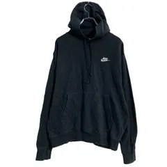 NIKE ロゴスウェット パーカー M ブラック ナイキ スポーツ プルオーバー 裏起毛 カンガルーポケット 古着卸 アメリカ仕入 a702-7226