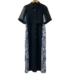美品 24SS HARE ハレ シアーガラキリカエワンピース 半袖 ロングシャツ F ブルー レディース 古着 中古 USED