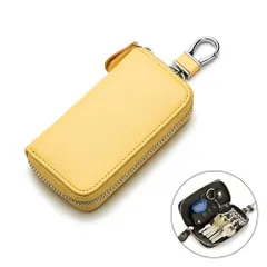 ☆ イエロー ☆ 本革キーケース キーホルダー keyhcl9301 キーケース スマートキー カード スマートキーケース スマートキーカバー キーホルダー スマート キー ケース 本革 レザー メンズ レディース カード2枚 コンパクト おしゃれ シンプル