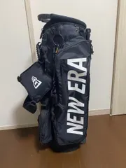 美品】NEW ERAスタンド付きゴルフバッグ ／ブラック.ホワイト／ヘッドカバー キャディーバッグ スタンド式 ホワイト × ブラック [ベーシック
