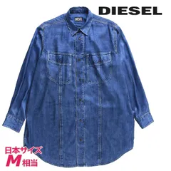 新品・未使用 ディーゼル DIESEL [Mサイズ相当] シャツワンピース レディース デニム風デジタルプリント トロンプルイユ 長袖 膝丈 C-EJA
