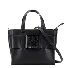     中古 美品 アルマーニエクスチェンジ Aランク BOXロゴバックル ハンドバッグ 2WAY ブラック レディース ARMANI 【送料無料】【西神店】