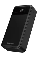エレコム モバイルバッテリー 30W 10000mAh 残量表示 USB PD対応 3ポート Type-C×2 USB-A×1 ケーブル付属 ブラック DE-C51L-10000BK [ブラック] [1)単品]