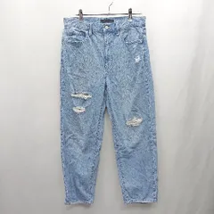 ◇ Θ UNIQLO JEANS ダメージ加工 ワイドジーンズ サイズ26 ライトブルー レディース E  【1412090051586】