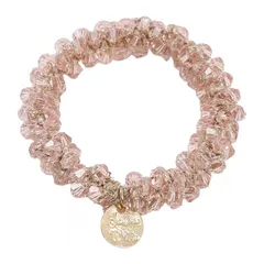 パールヘアバンド クリスタルヘアクリップ ダイヤモンドポニーテールホルダー ヘアバンド兼ブレスレット パール編みヘアクリップ ポニーテールホルダー ヘアアクセサリー ヘアアクセサリー（ピンク）