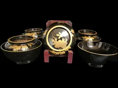 明治時代　漆器　吸物膳　御膳　10枚　骨董　アンティーク 明治時代漆器吸物膳御膳10枚骨董アンティーク