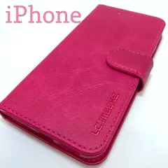 高級感あふれる革皮柄 iPhone 手帳型ケース ピンク　レザー調 カード収納 スタンド機能付き