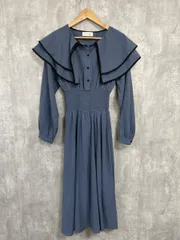 pumpkin PORT 襟付き Aライン ワンピース sizeL/ブルー ■◇ レディース