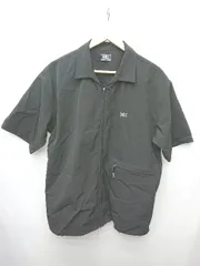 ◇ ⊂ MEI メイ 半袖 ジップアップ シャツ サイズL ブラック メンズ P  【1407100014798】