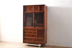 ★事前問合せ必須★ 茶箪笥 中古 極美品 国産 手造り 工芸家具 漆塗り 艶 上品 飾り棚 収納棚 戸棚 リペア+発送まで3週間前後 R-050657