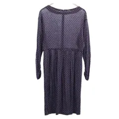 アクアスキュータム 日本製 総柄 ワンピース ネイビー系 Aquascutum バックジップ 長袖 レディース 【中古】  【231006】